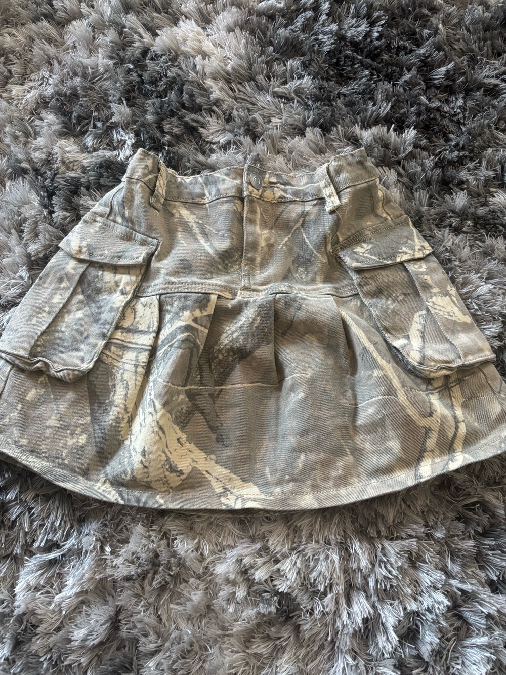 Kid’s Camouflage Cargo Mini Skirt - Gray